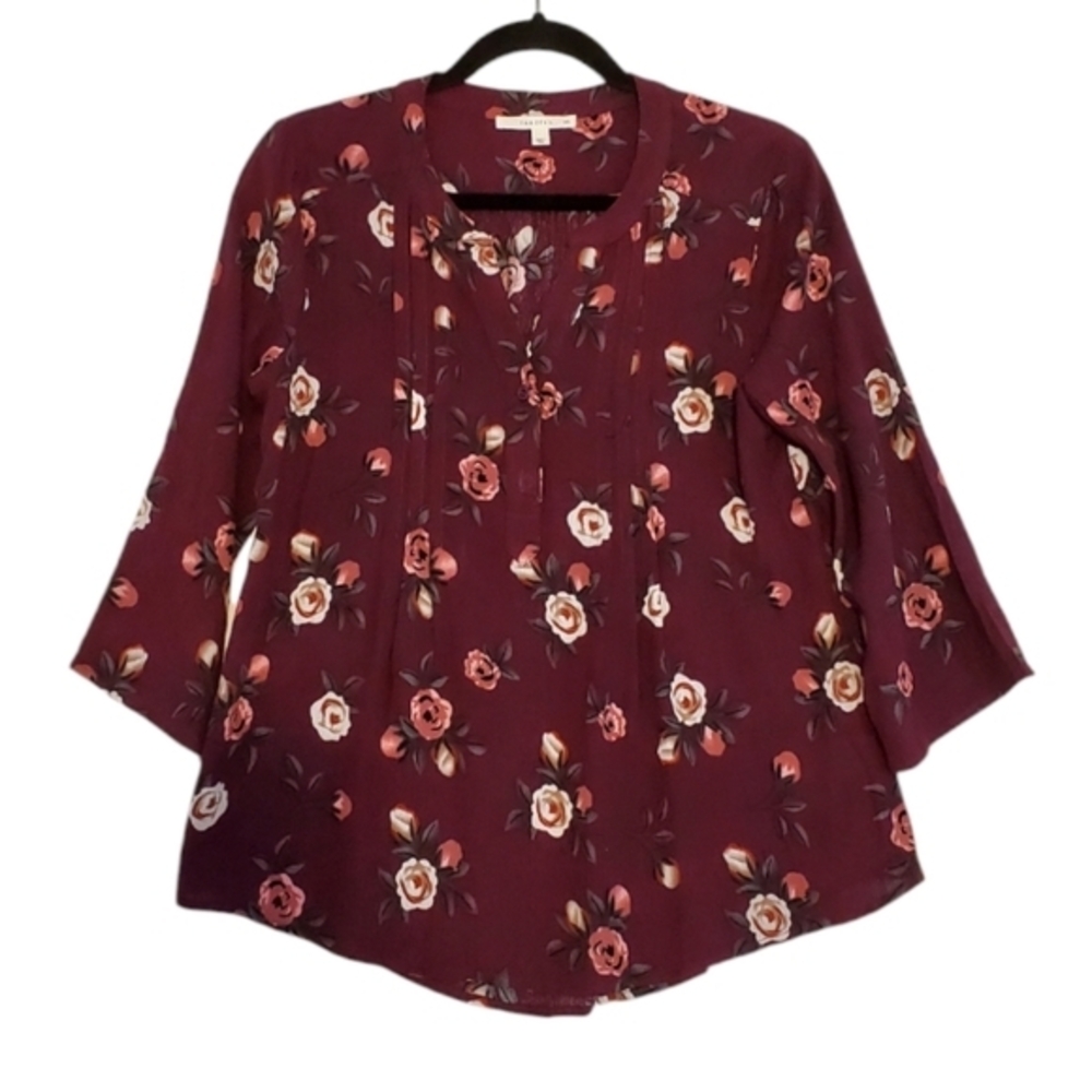 New Fun 2 Fun Women's Purple Floral Blouse Tops Size XS Smocktop Women NWOT